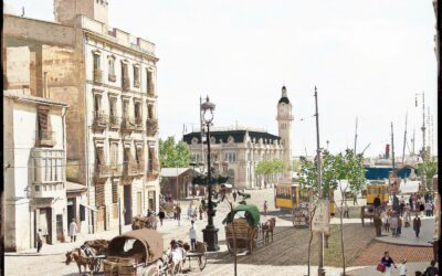 El carrer major del Grau de València en 1917, a color